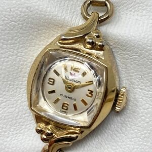Vintage Waltham Watch Women 17mm Gold Tone Stretch Band Manual Wind Up TINY 5.5"
